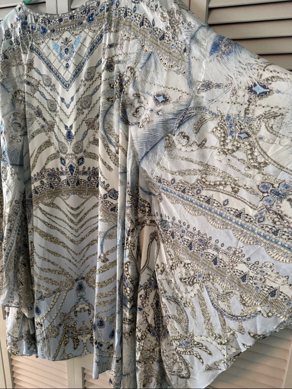 Camilla Embellished Flared Raglan Sleeve Kaftan in Blue & Cream NWT - Picture 10 of 11